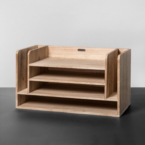 Wooden Desk Organizer - Hearth & Hand Magnolia - 6-Compartment File Sorter 2018 - Picture 1 of 6